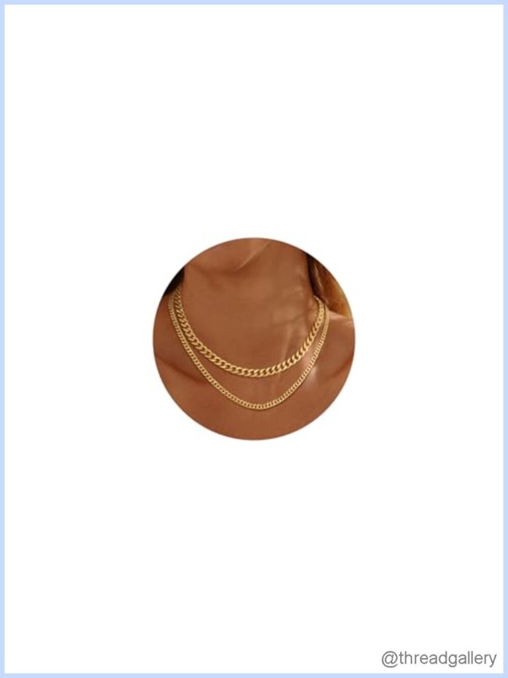 14K Gold Plated Cuban Link Chain Necklace Layered Set for Women